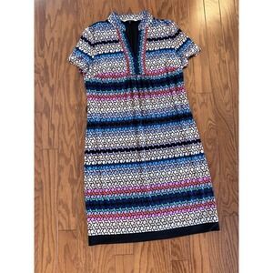 Trina Turk‎ Sz SmallJoni Colorful Print Shift Shirt Dress Stretch *Missing Belt*